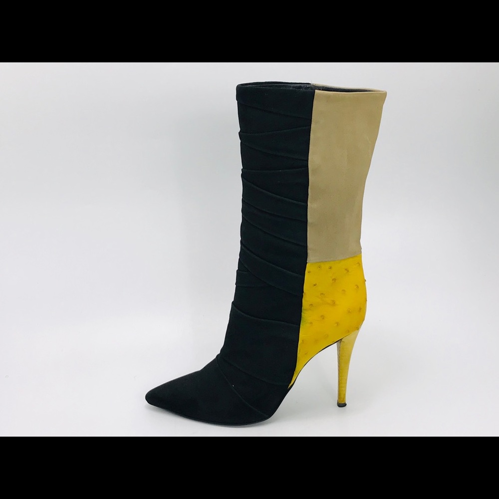 Narciso Rodriguez Ostrich Colorblock Pleated Boot